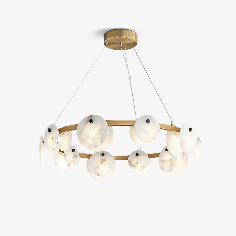 Lustre moderne Tobbe en Albâtre Laiton et blanc