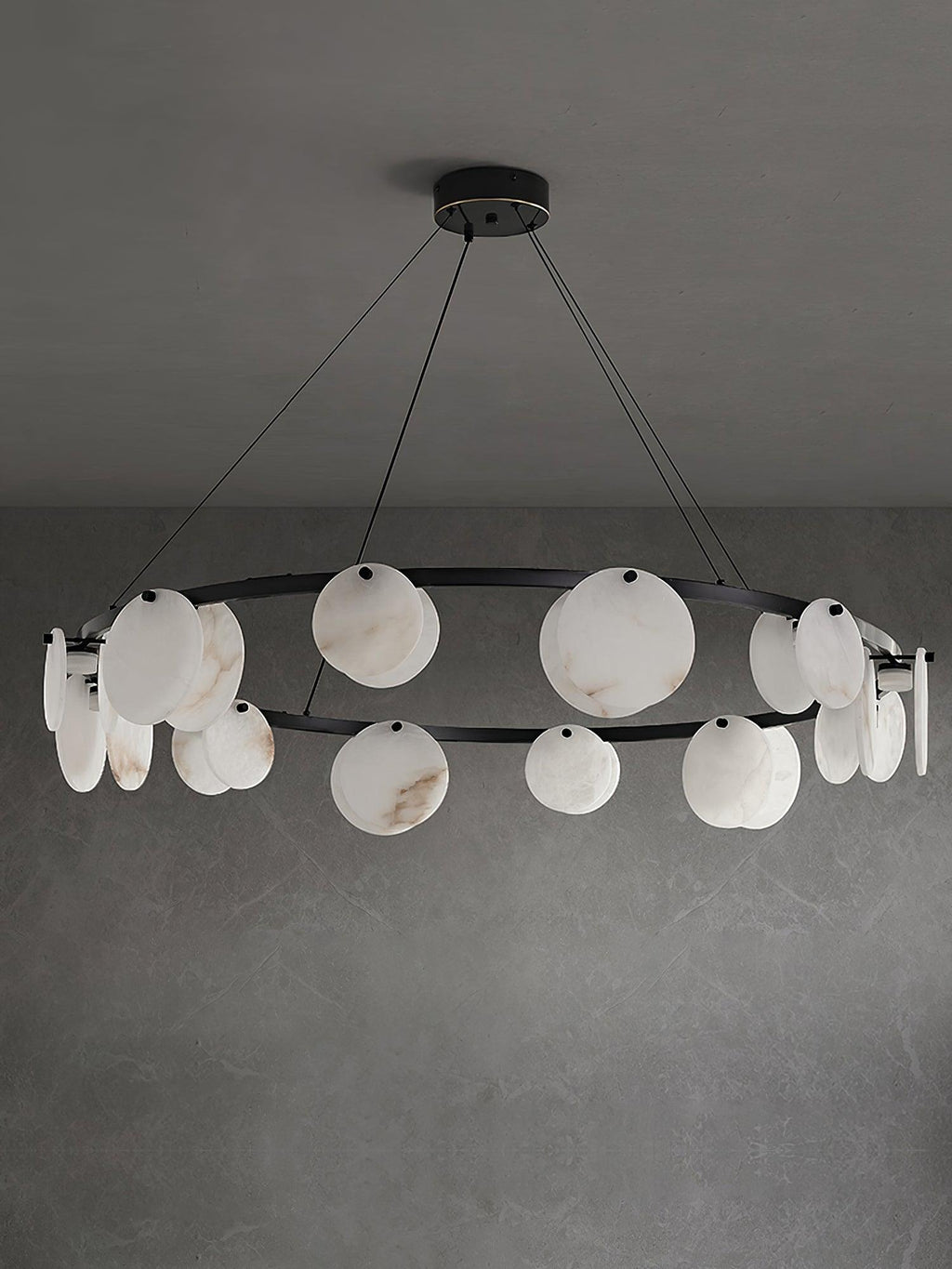 Lustre moderne Tobbe en Albâtre Noir et blanc