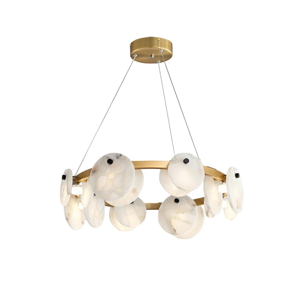 Lustre moderne Tobbe en Albâtre Laiton et blanc