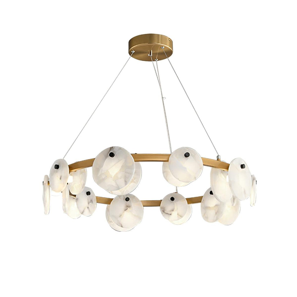 Lustre moderne Tobbe en Albâtre Laiton et blanc