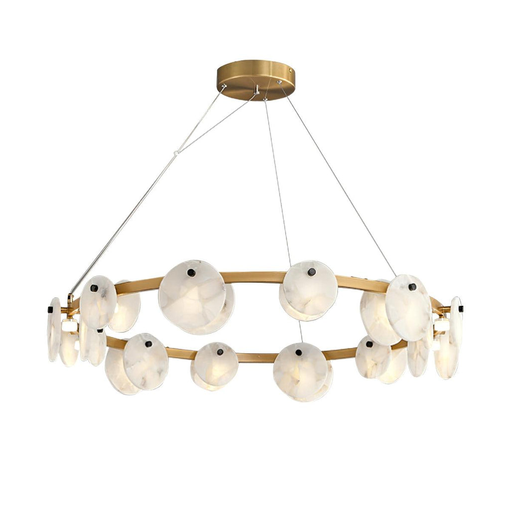 Lustre moderne Tobbe en Albâtre Laiton et blanc
