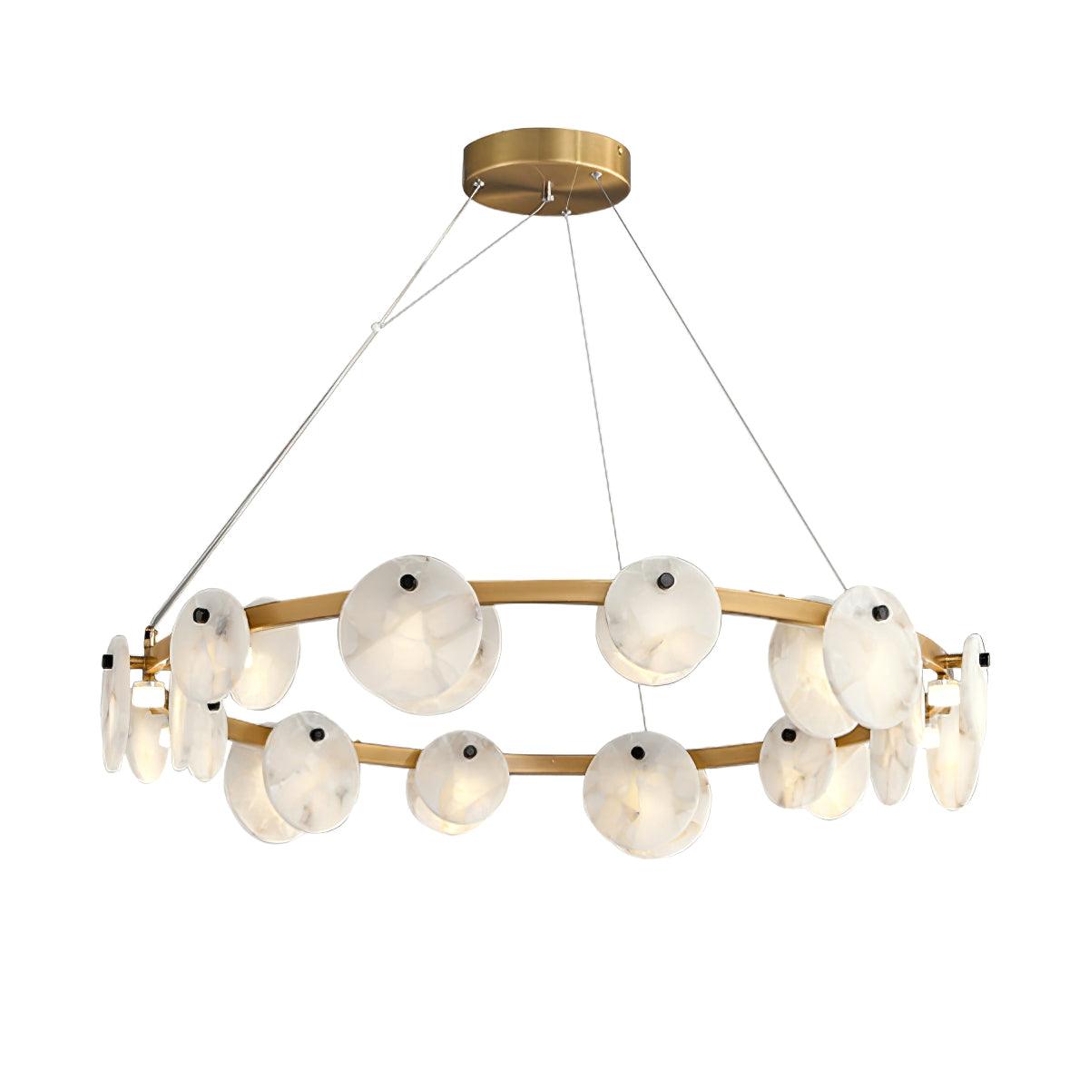 Lustre moderne Tobbe en Albâtre Laiton et blanc