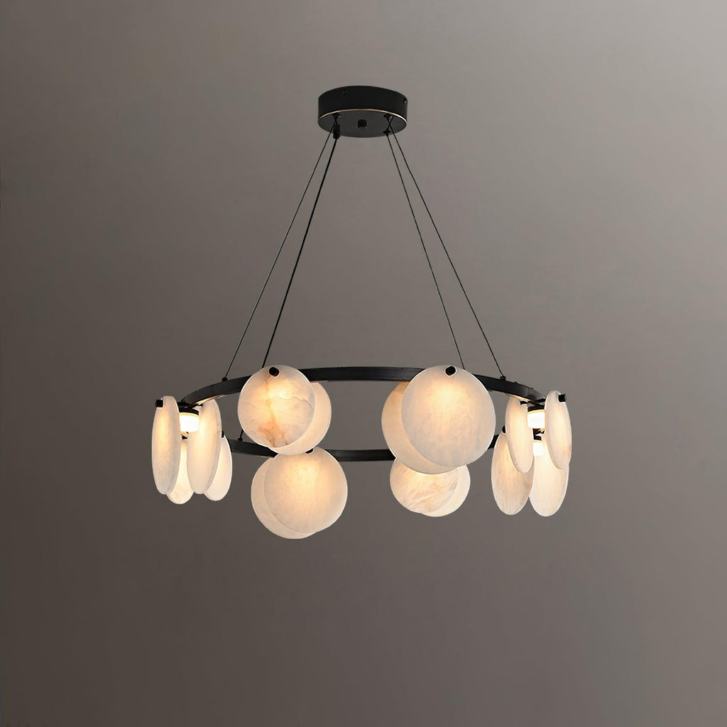 Lustre moderne Tobbe en Albâtre Noir et blanc