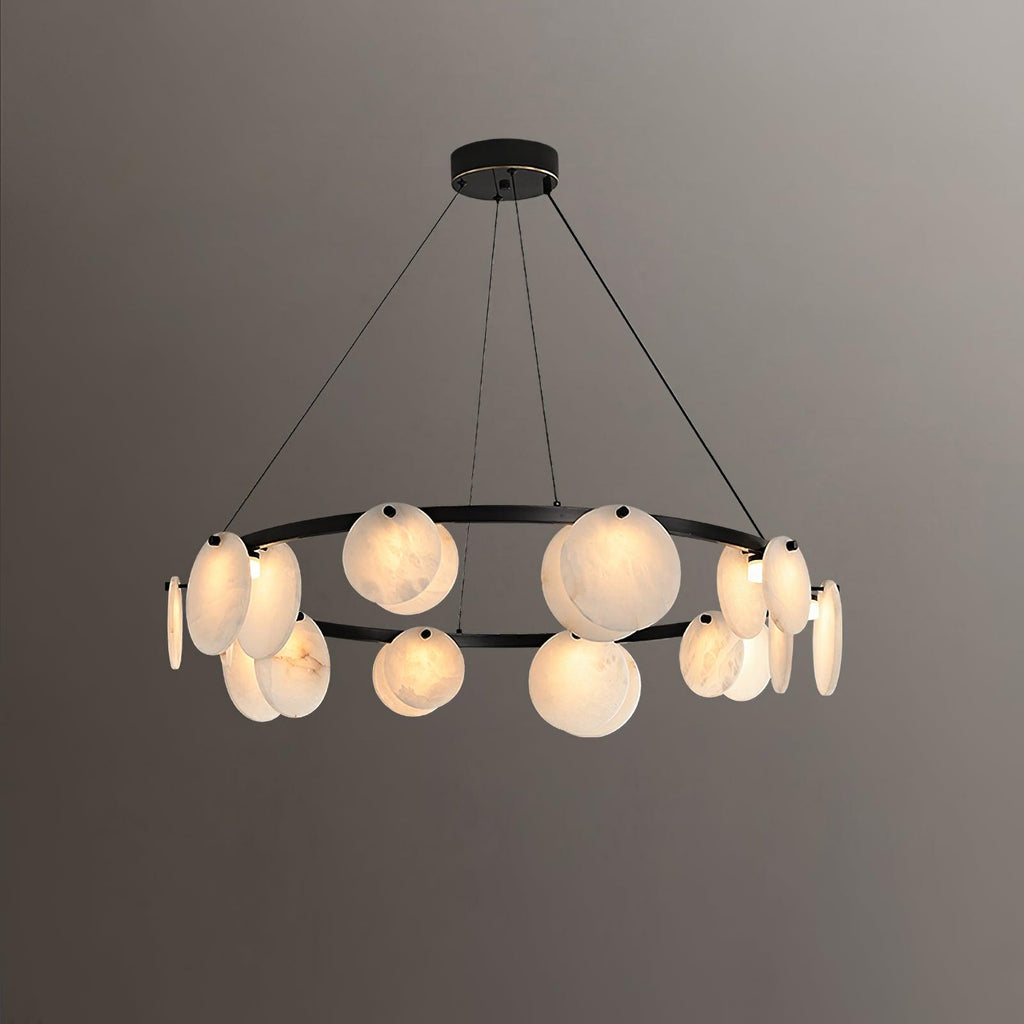 Lustre moderne Tobbe en Albâtre Noir et blanc