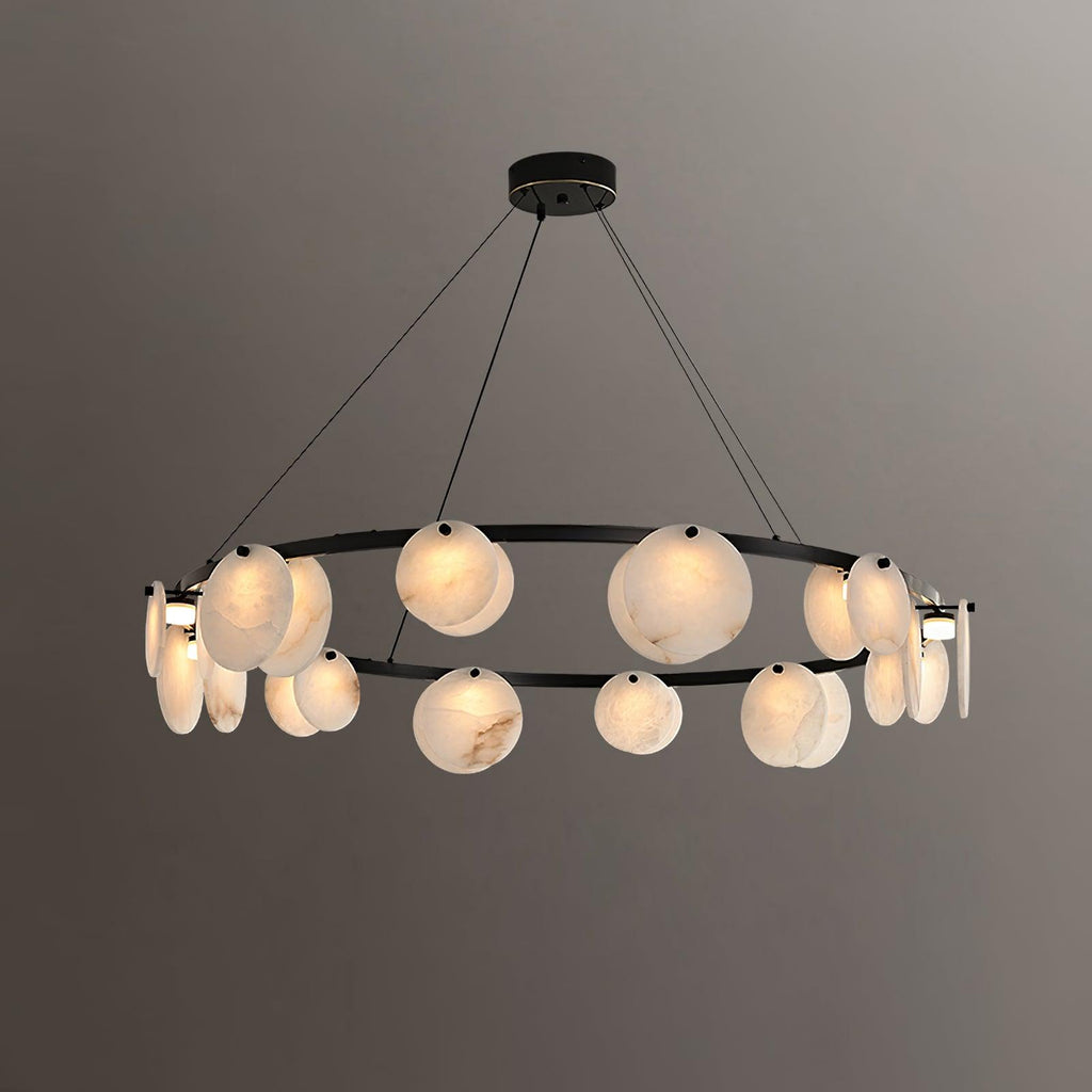 Lustre moderne Tobbe en Albâtre Noir et blanc