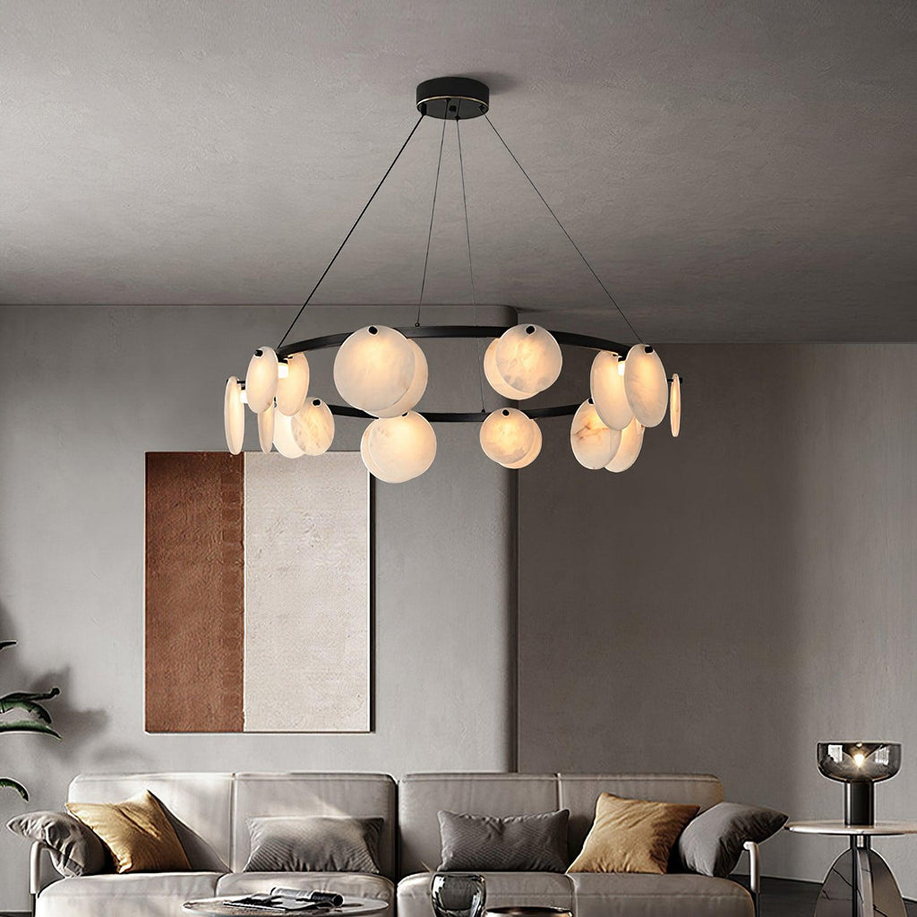Lustre moderne Tobbe en Albâtre Noir et blanc