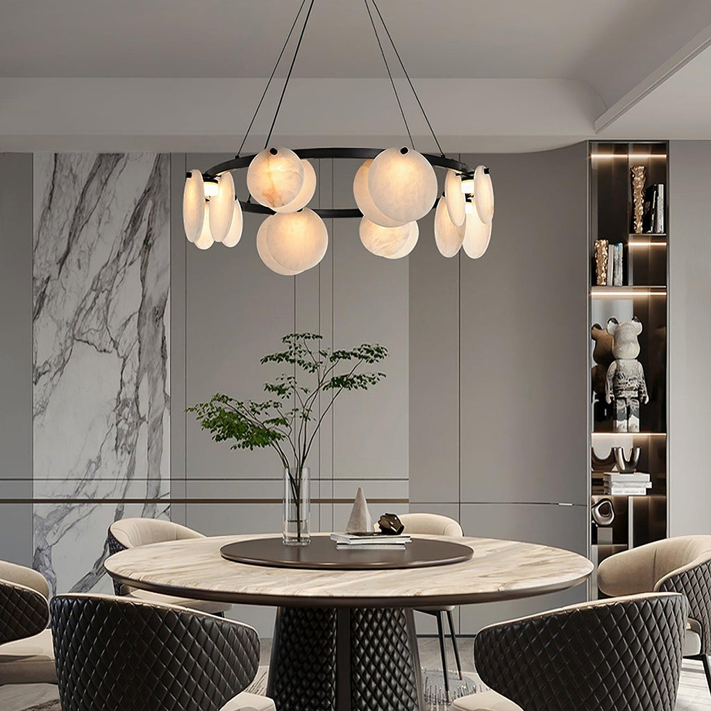 Lustre moderne Tobbe en Albâtre Noir et blanc
