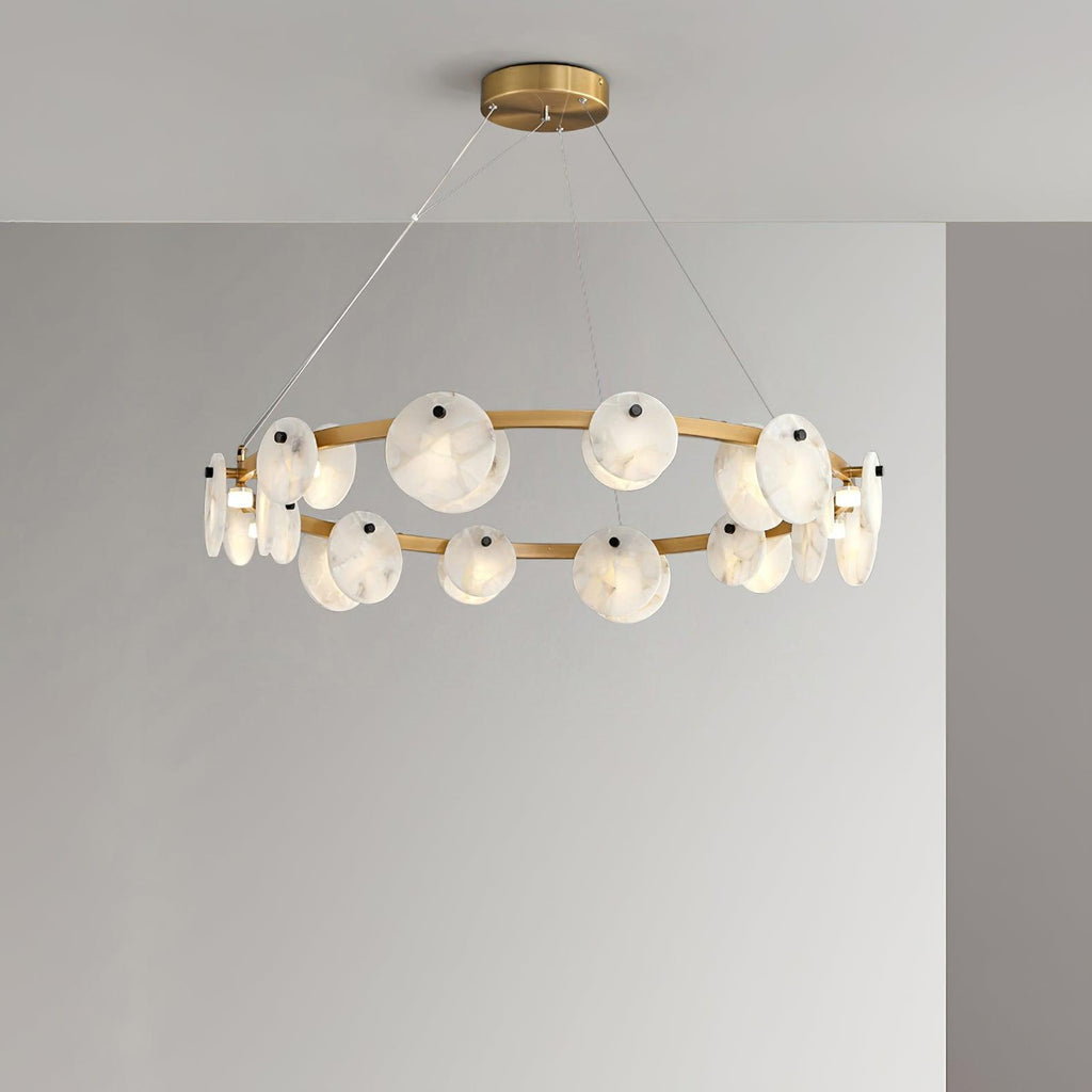 Lustre moderne Tobbe en Albâtre Laiton et blanc