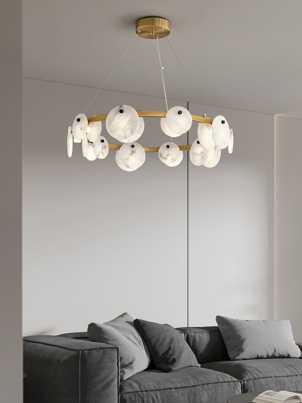 Lustre moderne Tobbe en Albâtre Noir et blanc