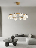 Lustre moderne Tobbe en Albâtre Laiton et blanc