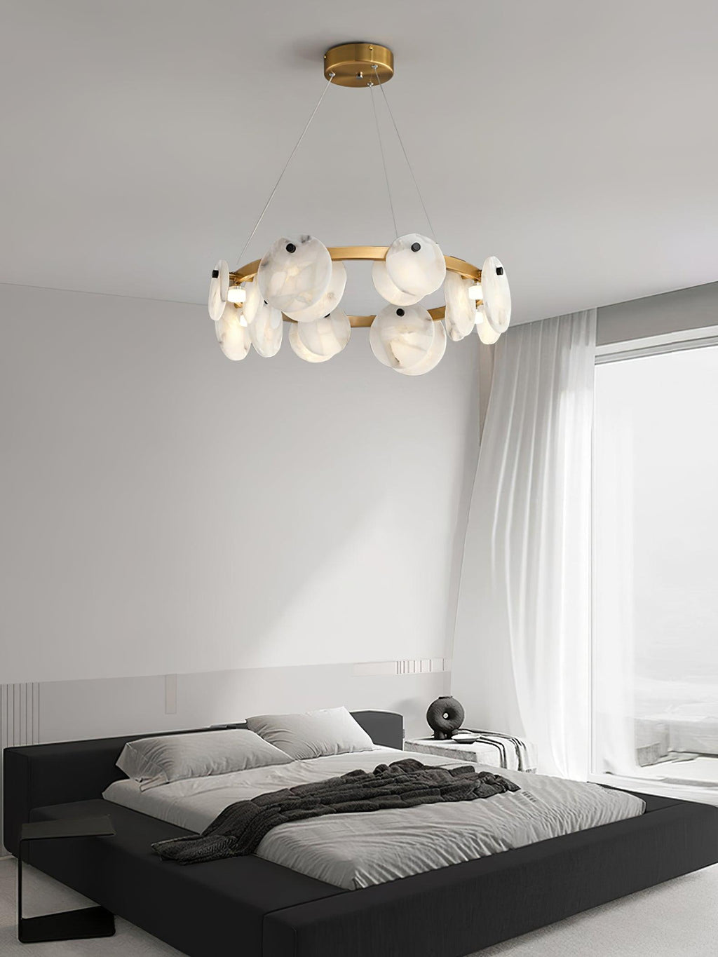 Lustre moderne Tobbe en Albâtre Noir et blanc