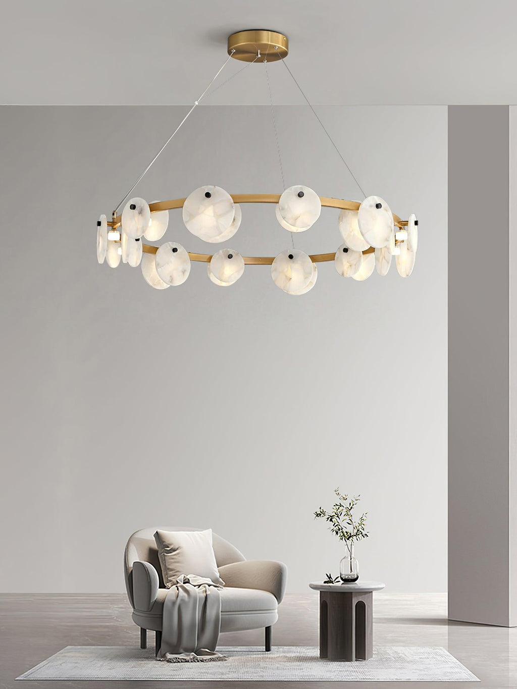 Lustre moderne Tobbe en Albâtre Noir et blanc