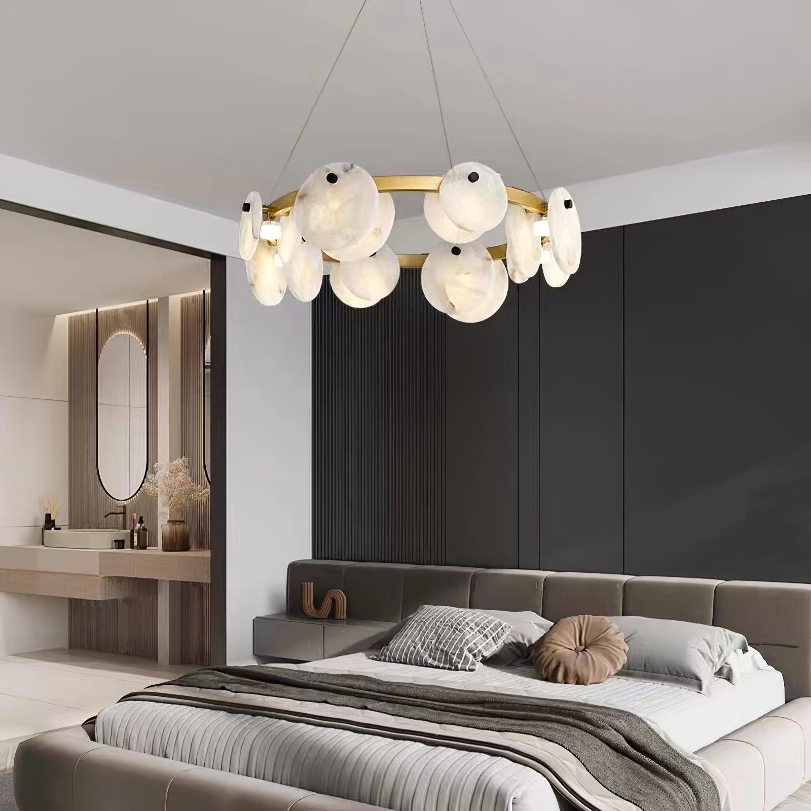 Lustre moderne Tobbe en Albâtre Noir et blanc