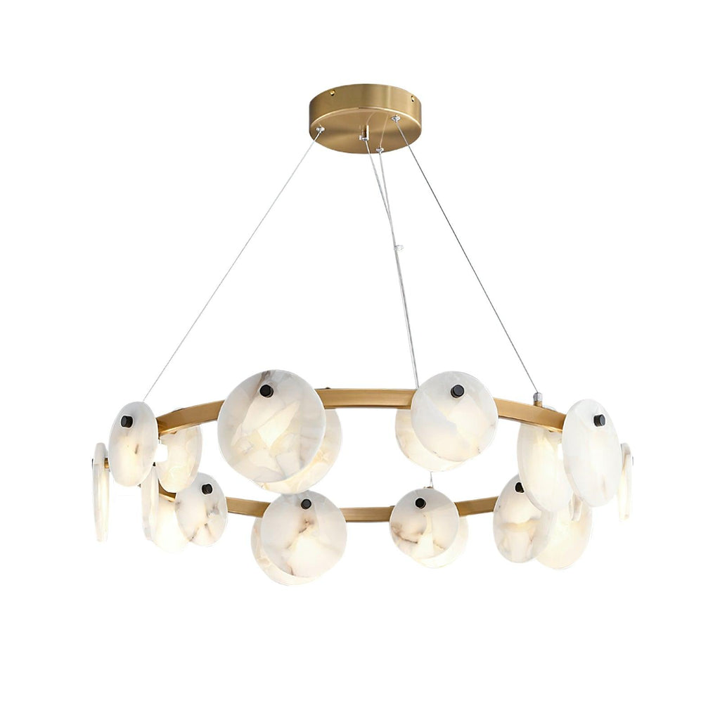 Lustre moderne Tobbe en Albâtre Laiton et blanc