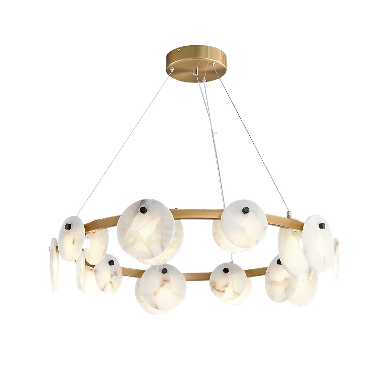 Lustre moderne Tobbe en Albâtre Laiton et blanc