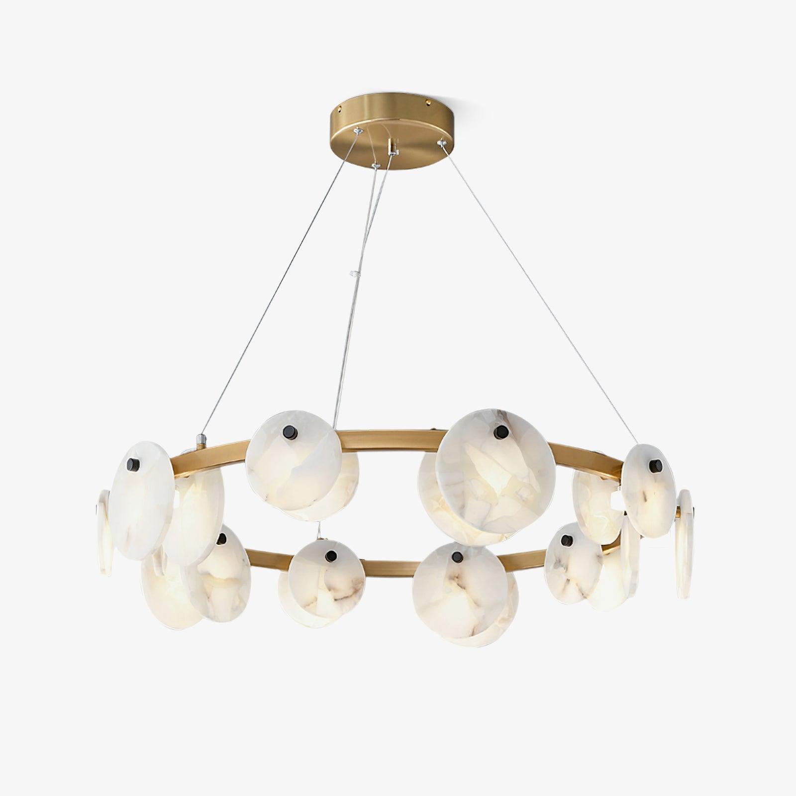 Lustre moderne Tobbe en Albâtre Laiton et blanc