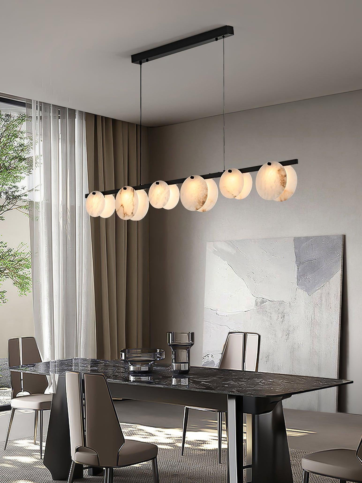 Lustre moderne Enar en Albâtre Laiton et blanc