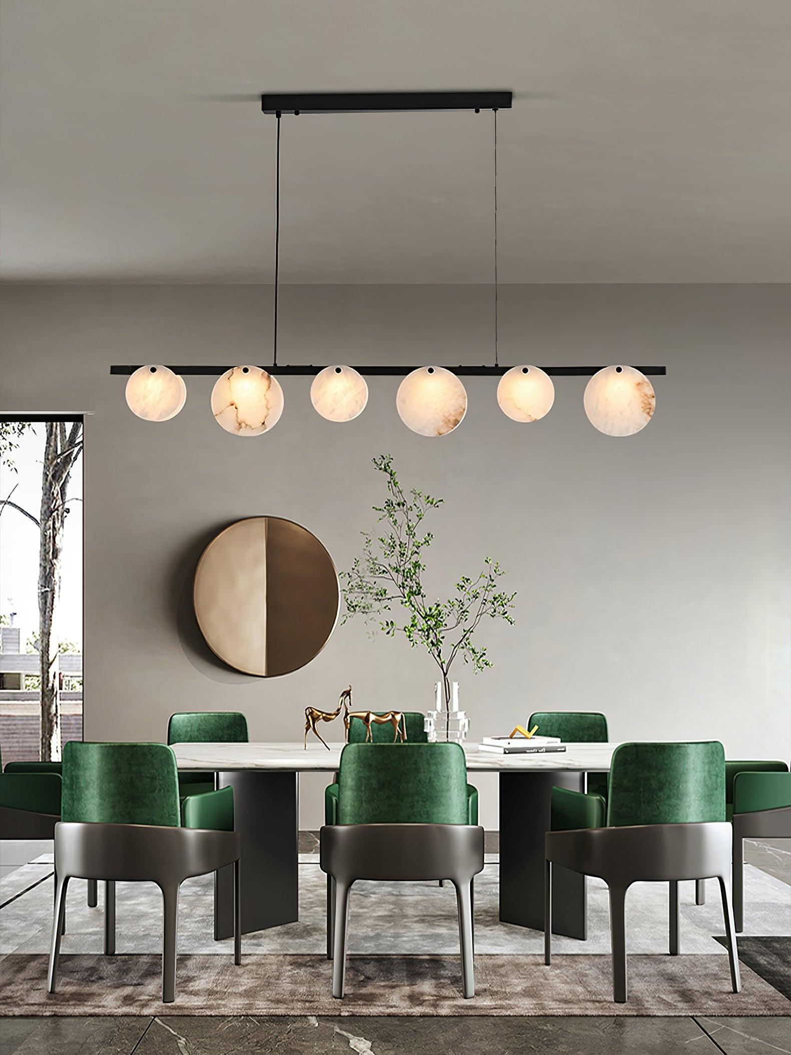 Lustre moderne Enar en Albâtre Laiton et blanc