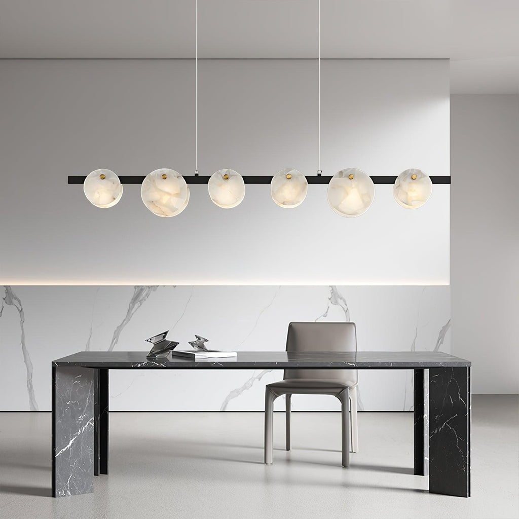 Lustre moderne Enar en Albâtre Laiton et blanc