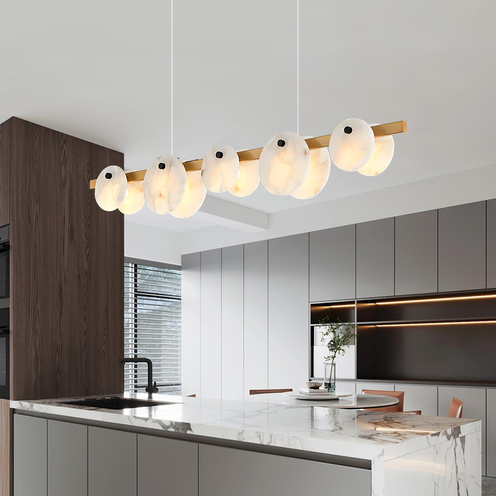 Lustre moderne Enar en Albâtre Noir et blanc