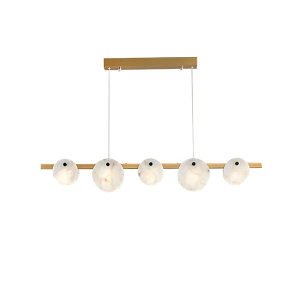 Enar Modern Chandelier in Alabaster – Brass & White
