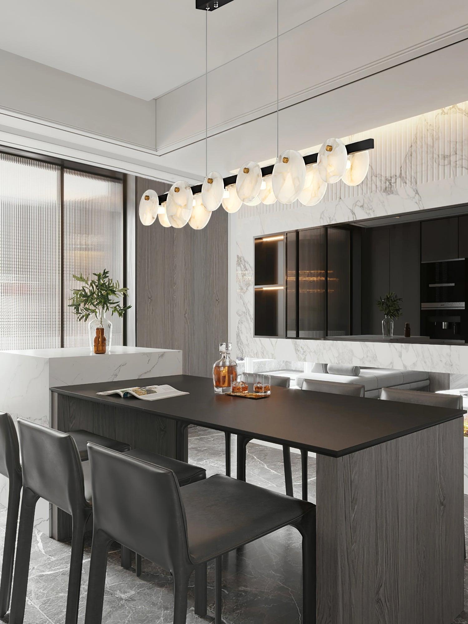 Lustre moderne Enar en Albâtre Noir et blanc
