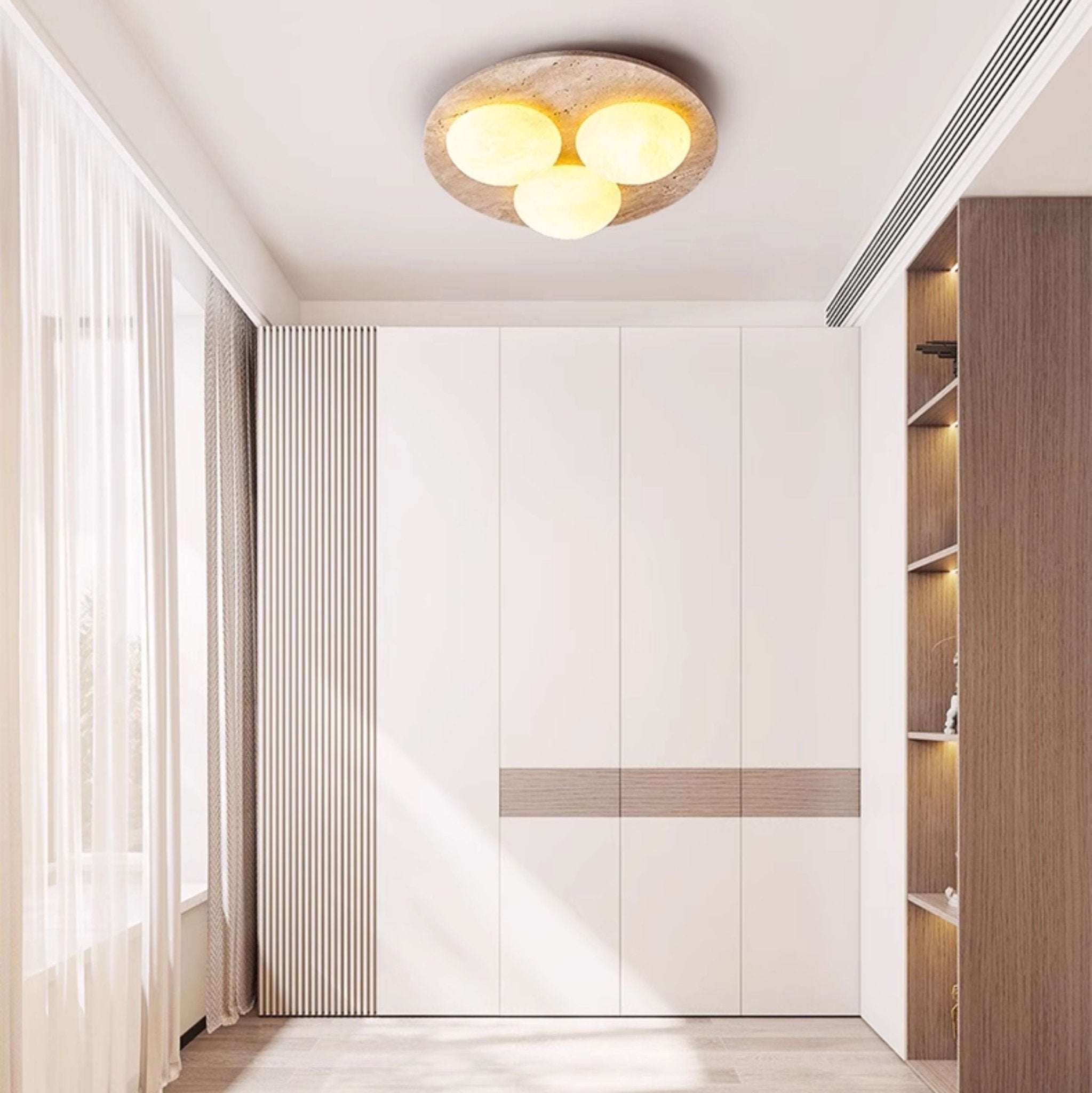 Plafonnier moderne Thorleif en Travertin jaune et blanc