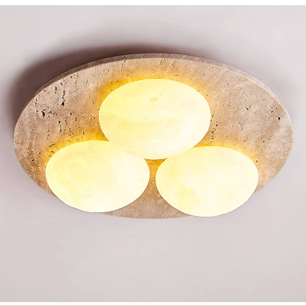 Plafonnier moderne Thorleif en Travertin jaune et blanc