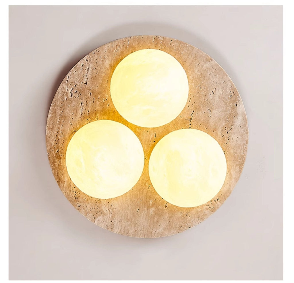Plafonnier moderne Thorleif en Travertin jaune et blanc