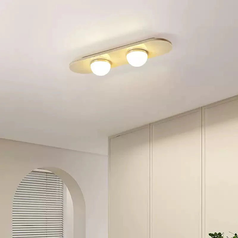 Plafonnier moderne Tane en Travertin jaune et blanc