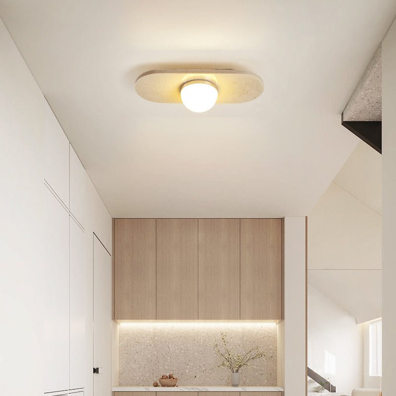 Plafonnier moderne Tane en Travertin jaune et blanc