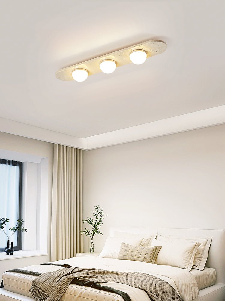 Plafonnier moderne Tane en Travertin jaune et blanc