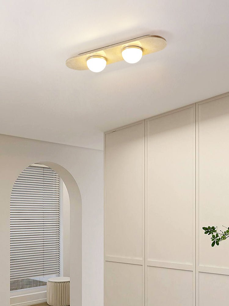 Plafonnier moderne Tane en Travertin jaune et blanc