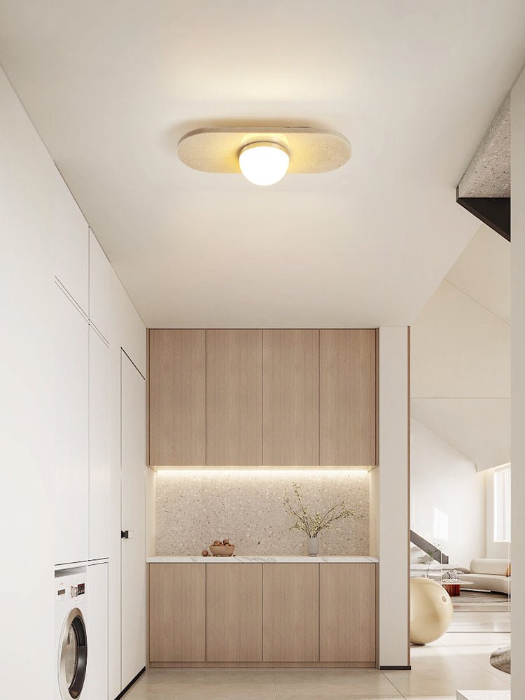 Plafonnier moderne Tane en Travertin jaune et blanc