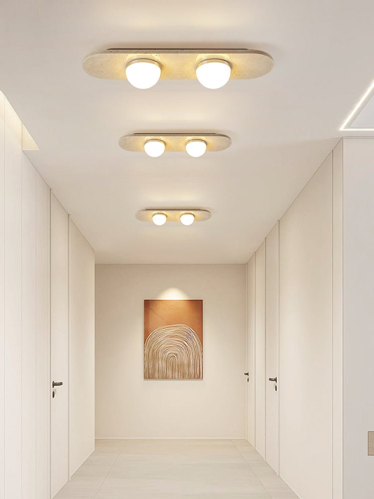 Plafonnier moderne Tane en Travertin jaune et blanc