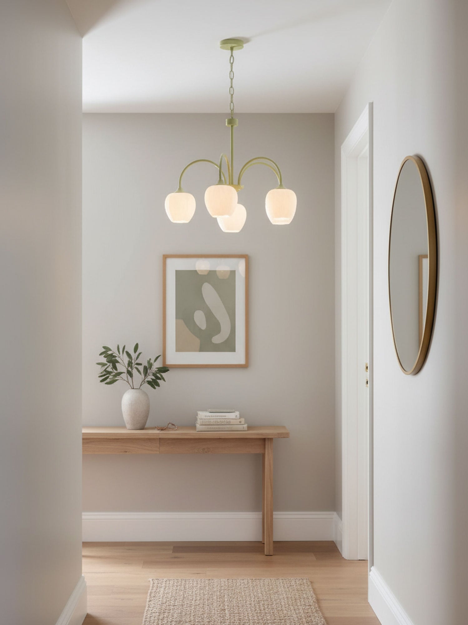 Lustre moderne Gilroy en Matcha et blanc verre