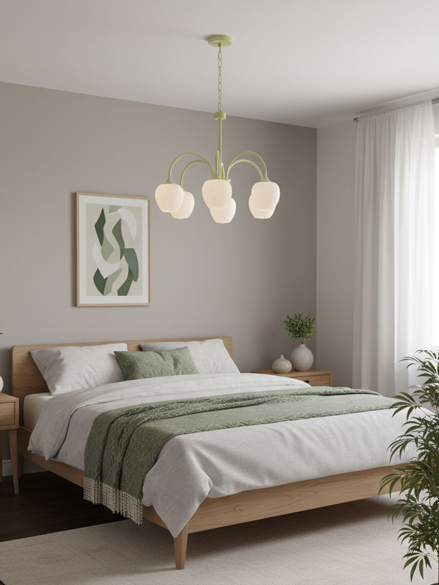 Lustre moderne Gilroy en Matcha et blanc verre