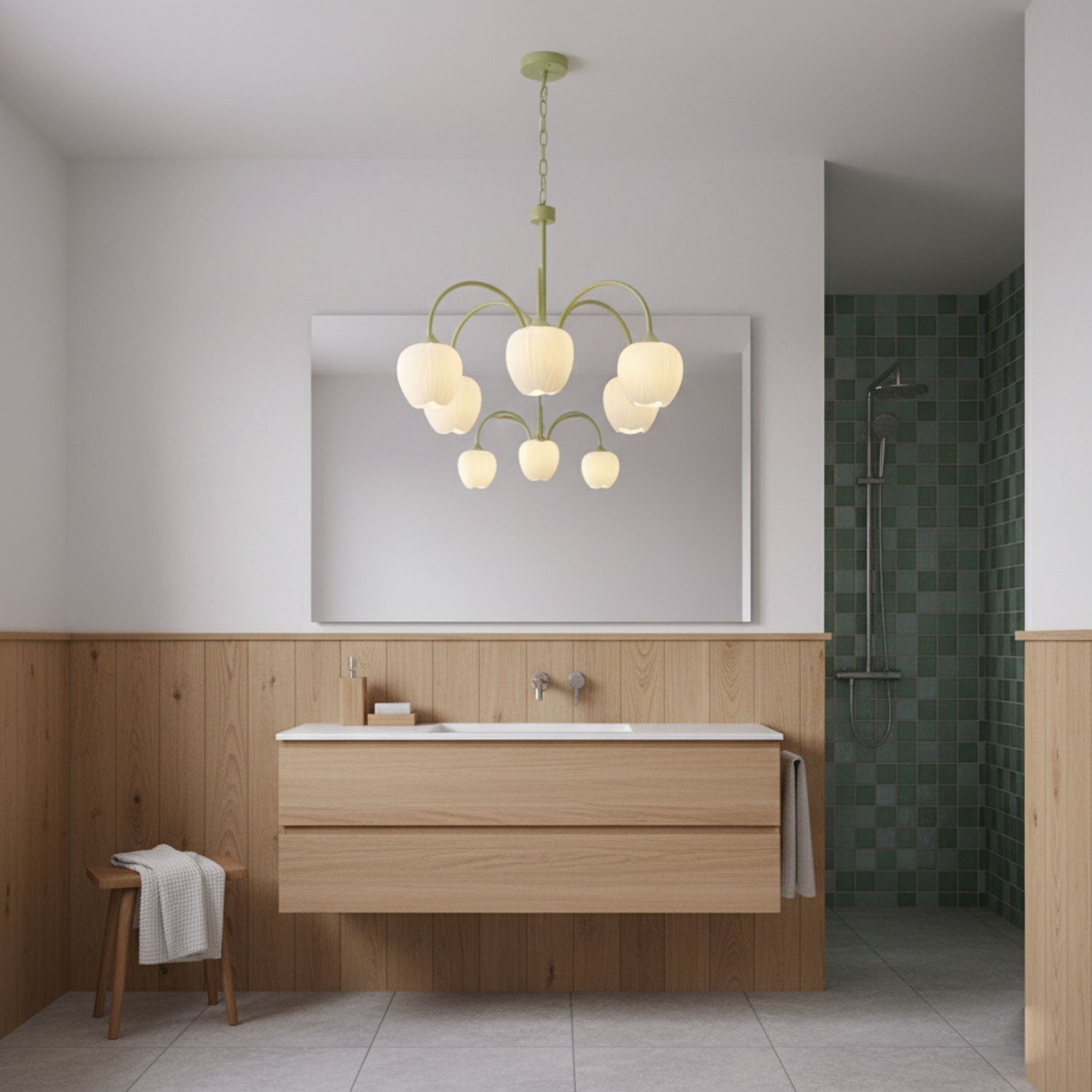 Lustre moderne Gilroy en Matcha et blanc verre