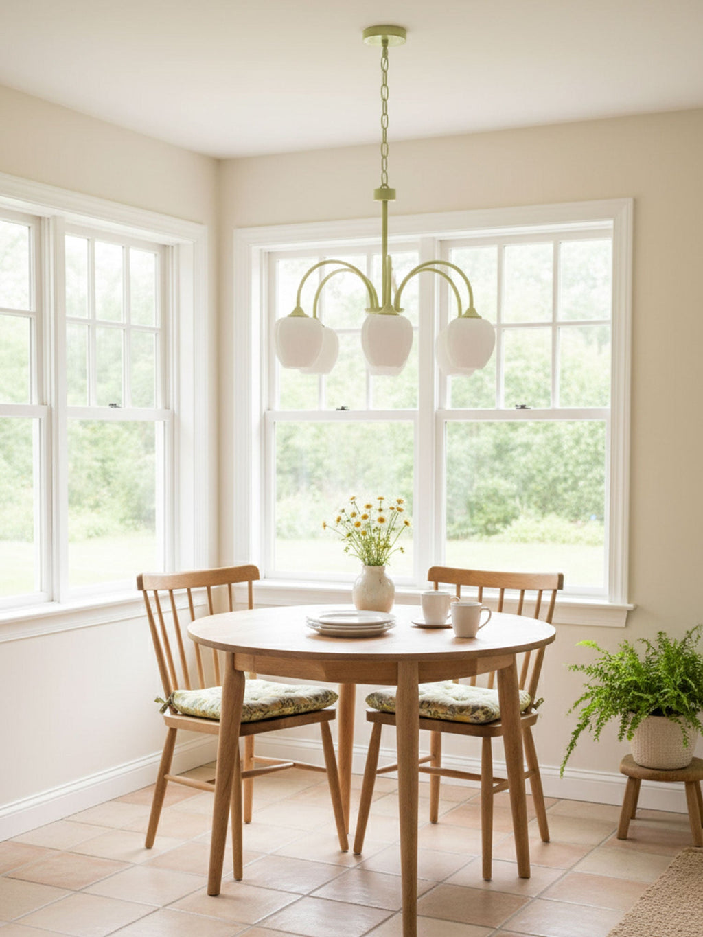 Lustre moderne Gilroy en Creamy blanc et blanc verre