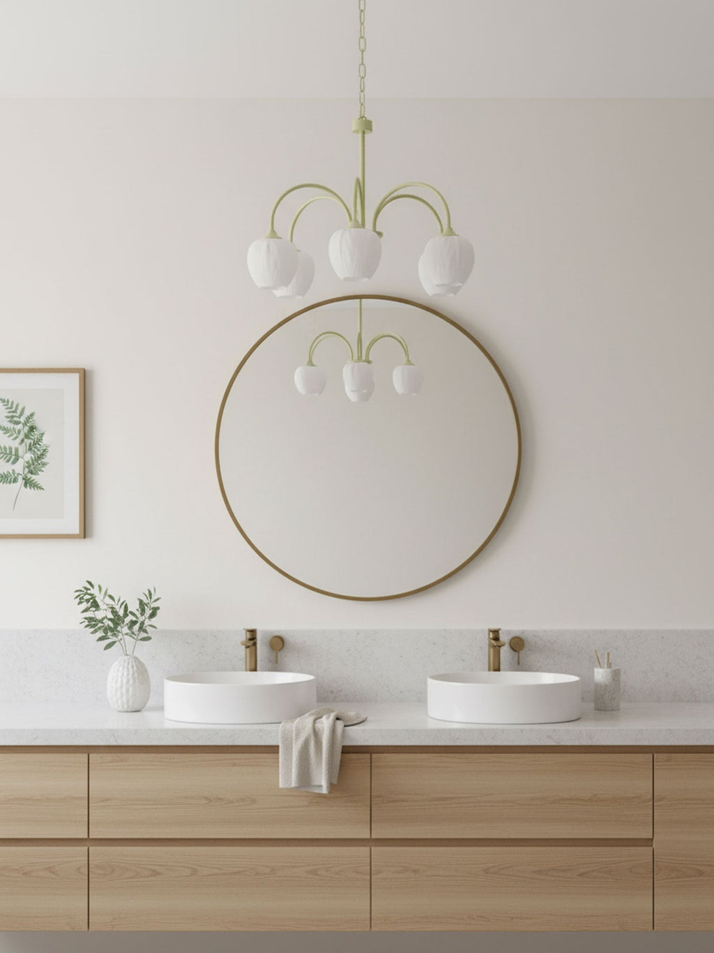 Lustre moderne Gilroy en Creamy blanc et blanc verre