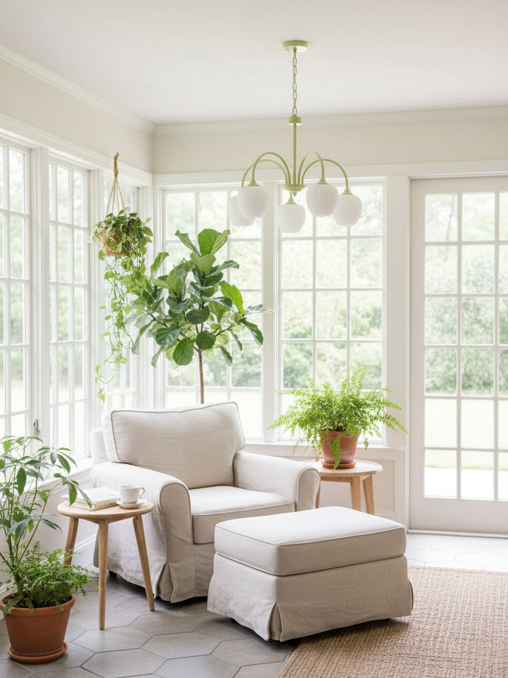 Lustre moderne Gilroy en Creamy blanc et blanc verre