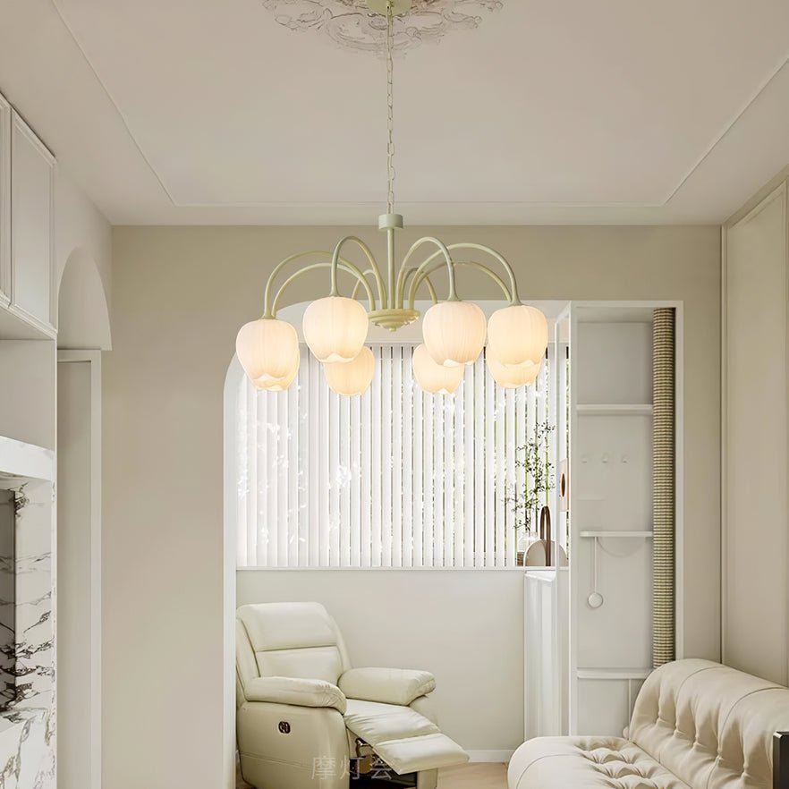 Lustre moderne Gilroy en Creamy blanc et blanc verre