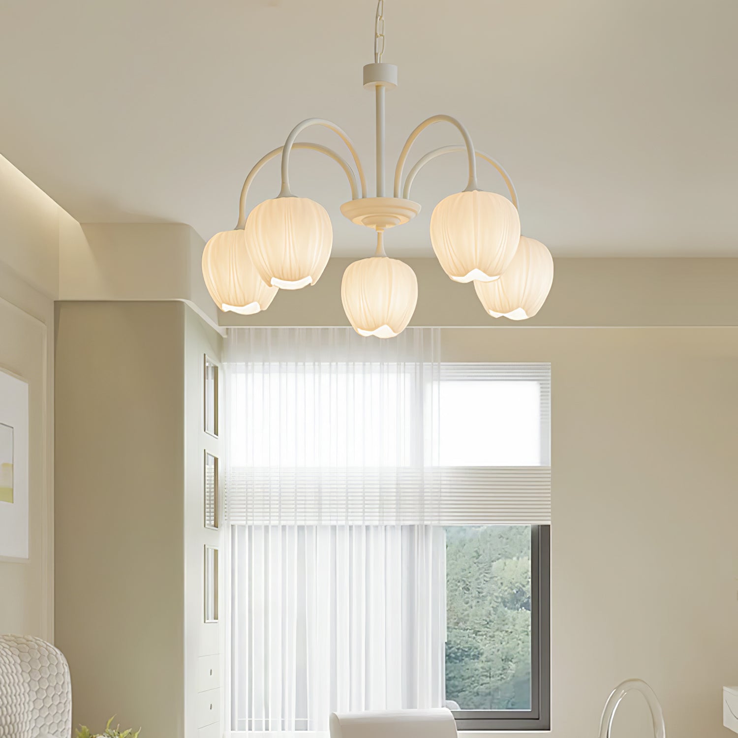 Lustre moderne Gilroy en Matcha et blanc verre