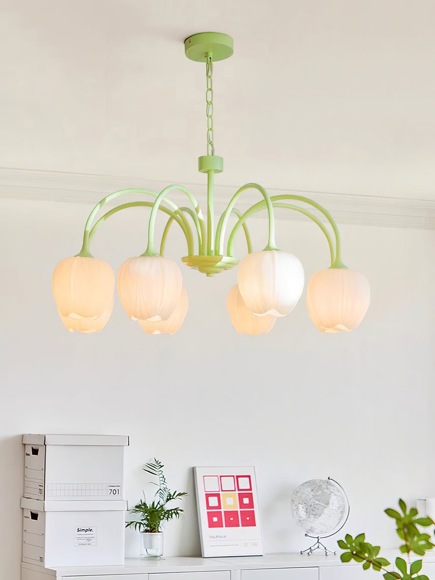 Lustre moderne Gilroy en Matcha et blanc verre