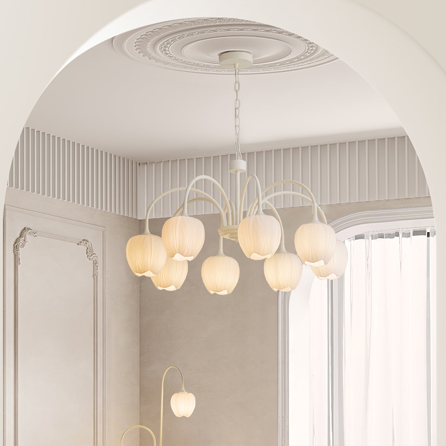 Lustre moderne Gilroy en Matcha et blanc verre