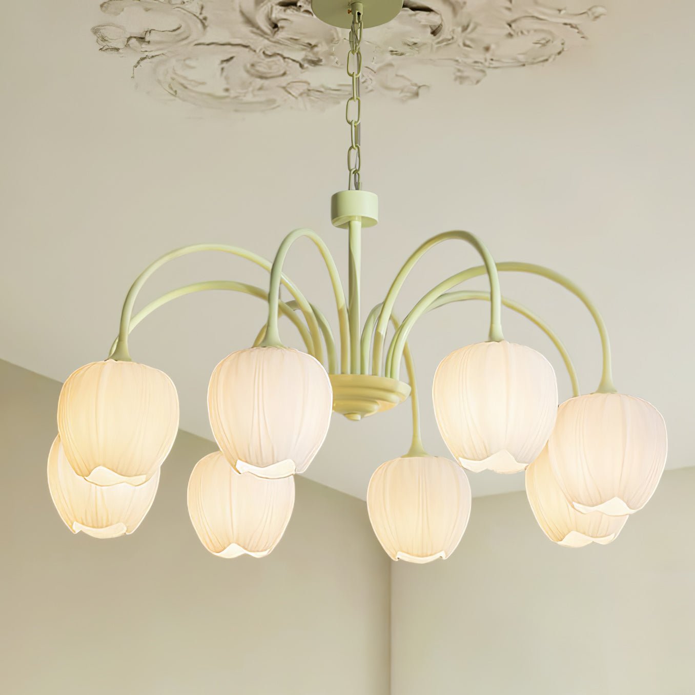 Lustre moderne Gilroy en Matcha et blanc verre