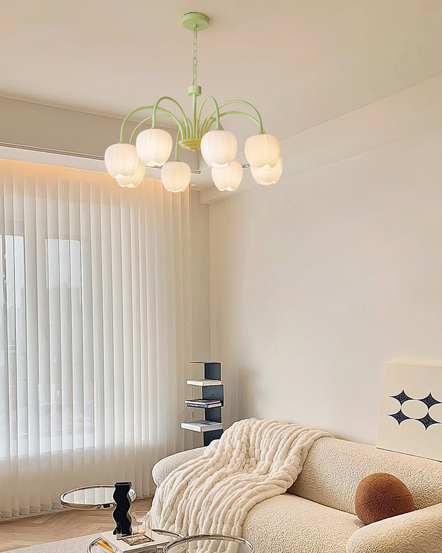 Lustre moderne Gilroy en Matcha et blanc verre