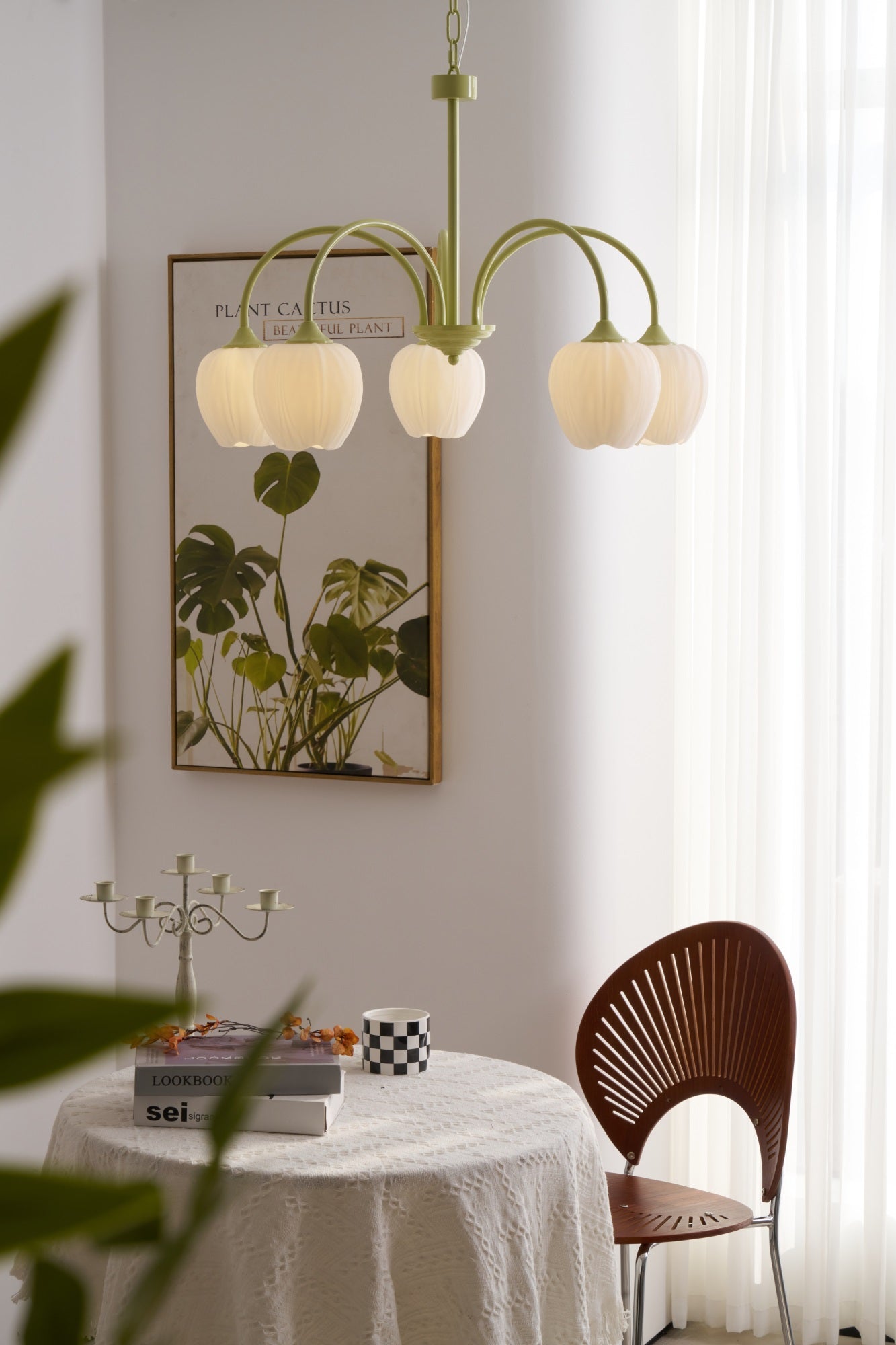 Lustre moderne Gilroy en Matcha et blanc verre