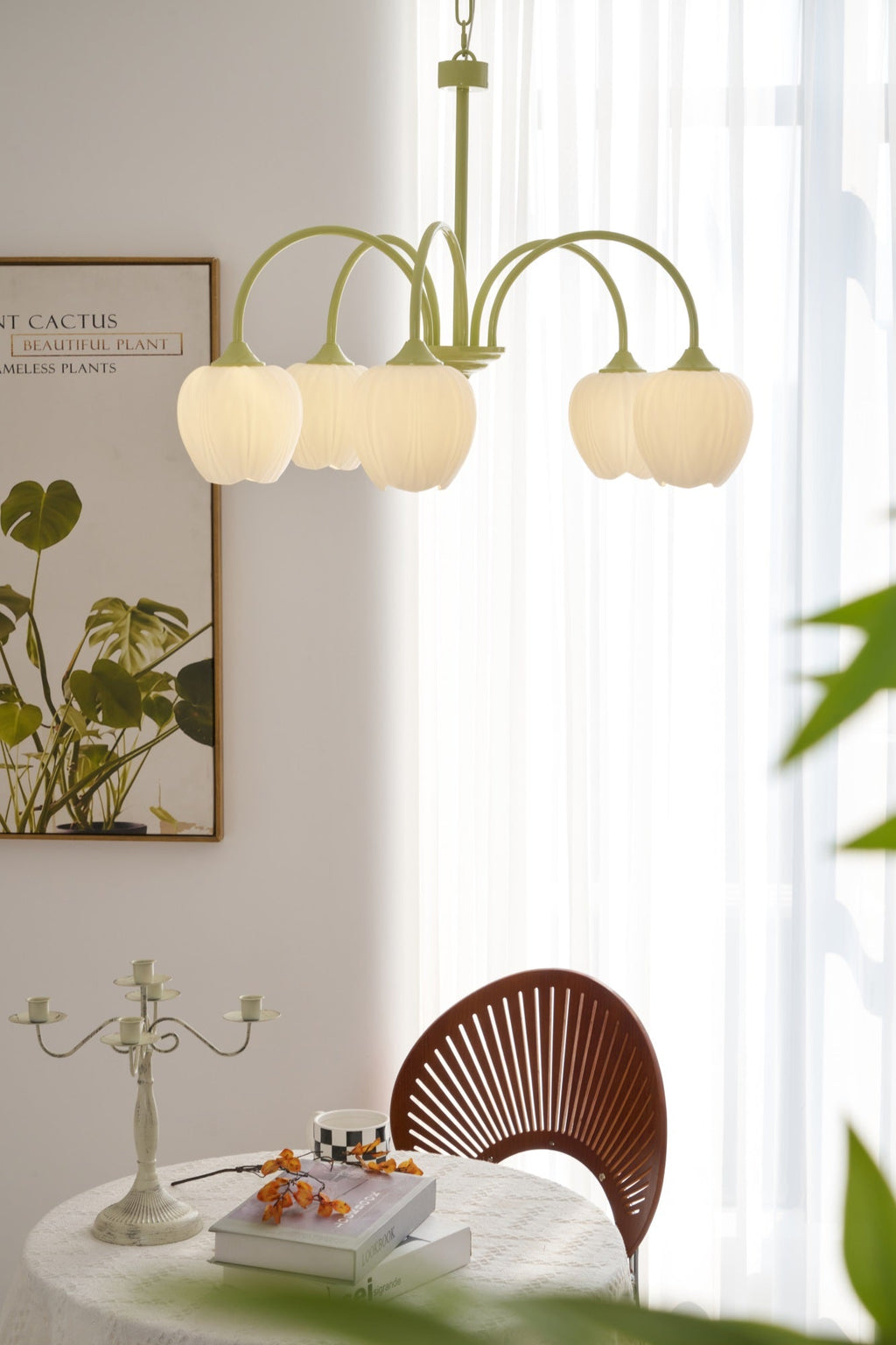 Lustre moderne Gilroy en Creamy blanc et blanc verre