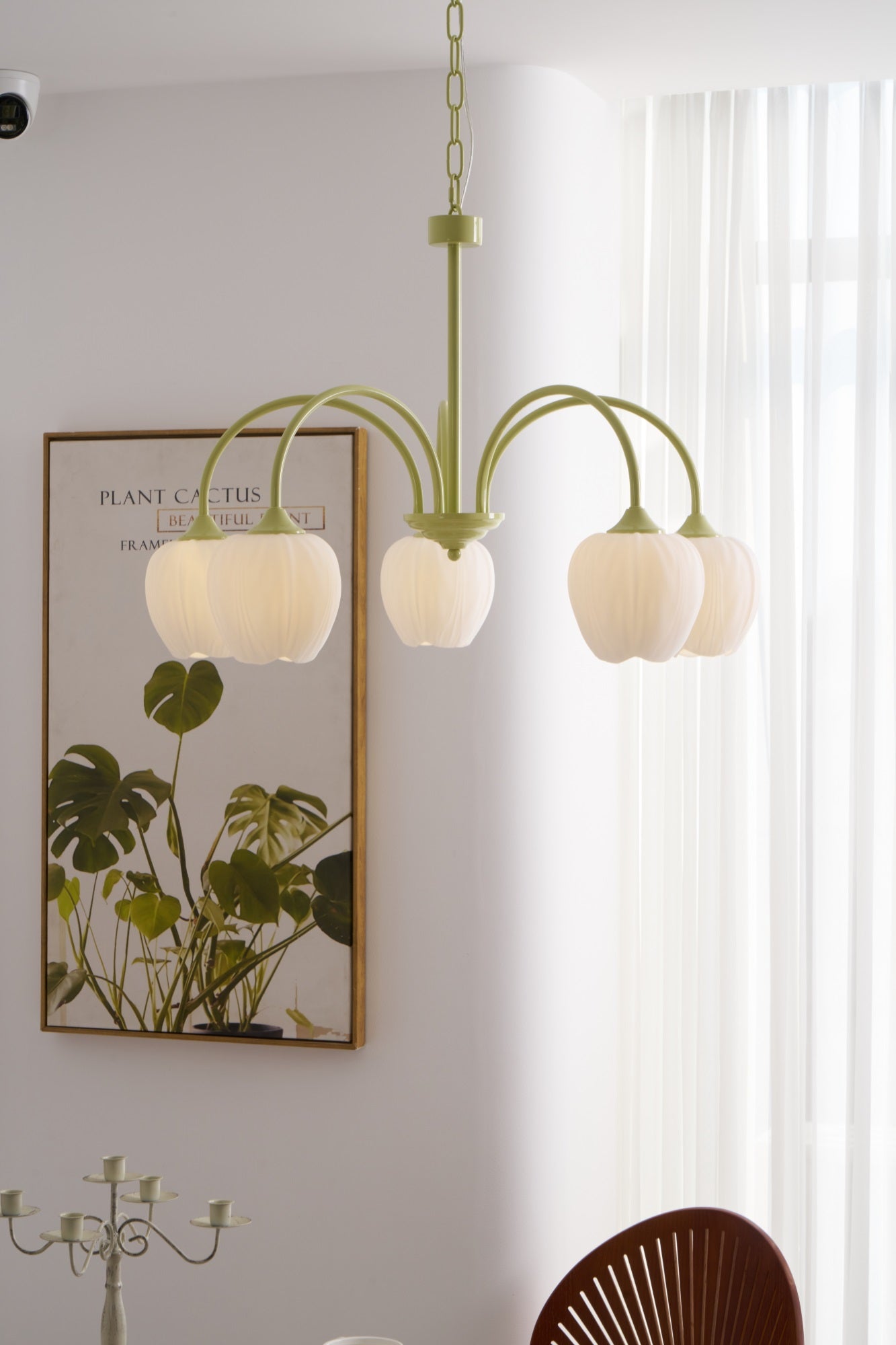 Lustre moderne Gilroy en Matcha et blanc verre